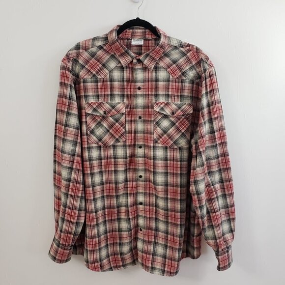 Wind River Plaid Snap Front Button Down Shirt Marks Work Warehouse Men's Sz XL - Picture 2 of 11